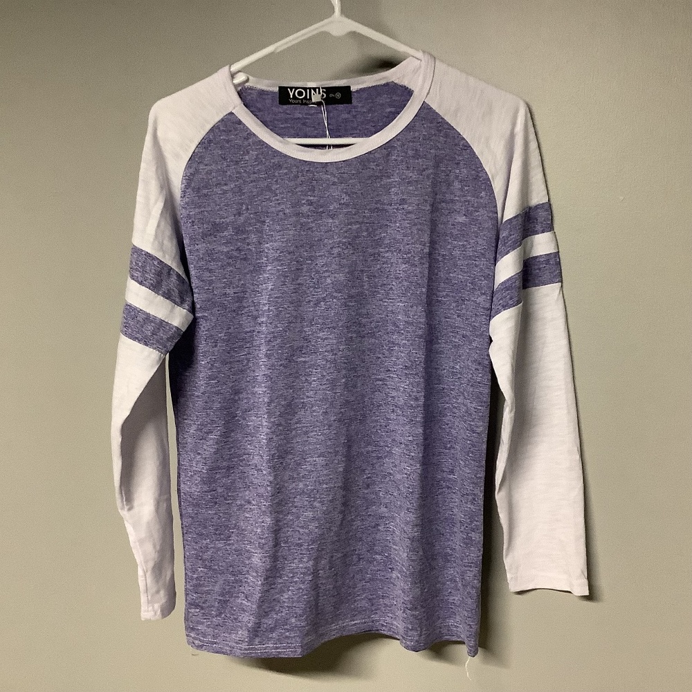 Women's Blouse Clothing Tops Long Fashion Splice Sleeve Shirt Size Medium